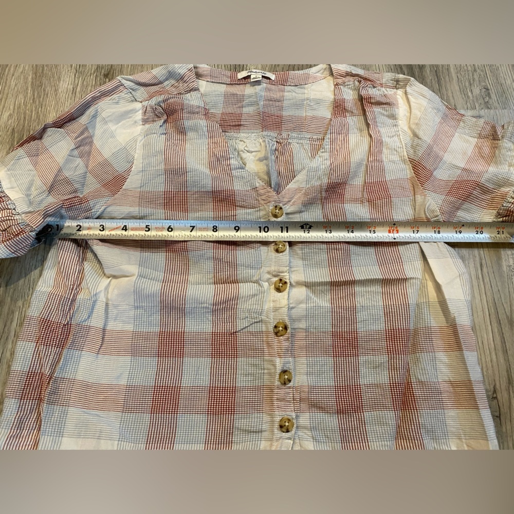 Madewell Medium Plaid Crop Top Red Women’s  Size M - Picture 4 of 5